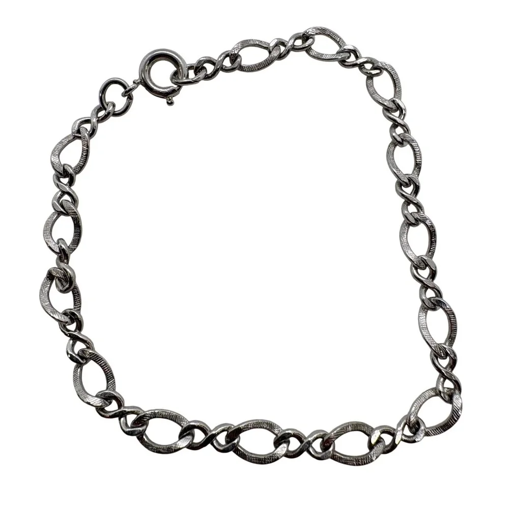 Vintage Sterling Silver Textured Infinity Link Chain Bracelet‎ 7 Inch 4.31g